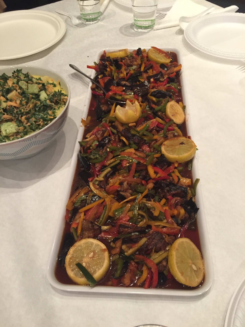 A capsicum dish at the dinner table for Shared Table Project