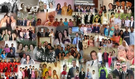 A collage of images collected from Flickr showing groups of people.