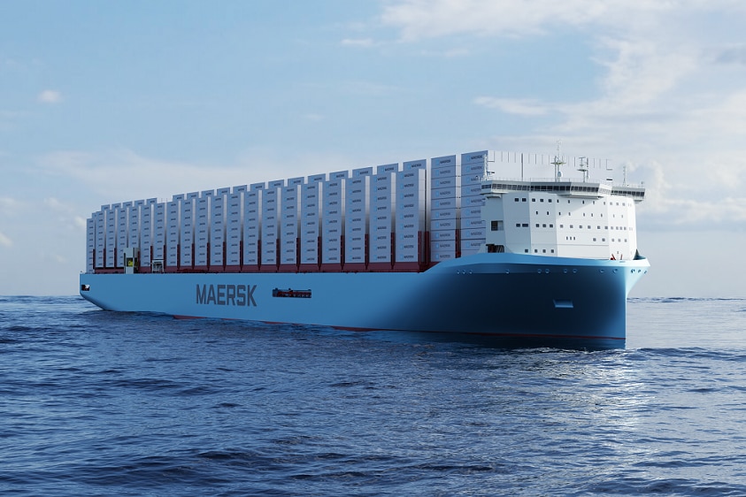 An artists impression of the Maersk ethanol powered container ship