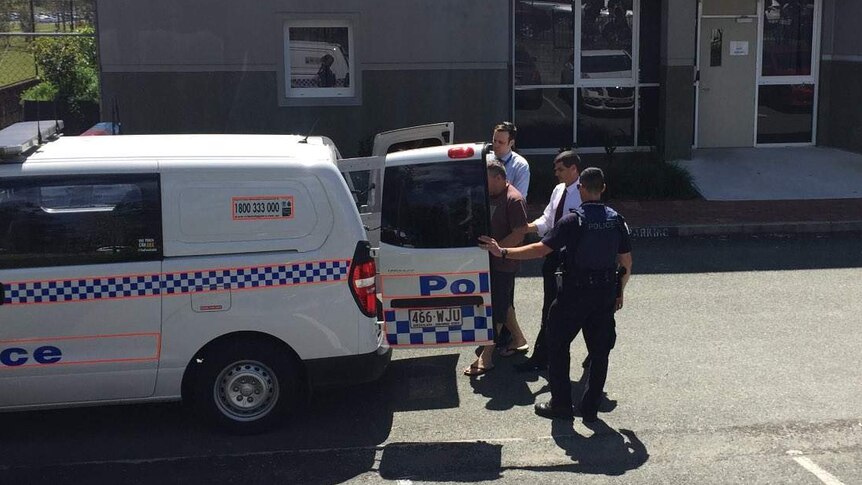 Foster father of murdered schoolgirl Tiahleigh Palmer being taken to the Beenleigh watch house