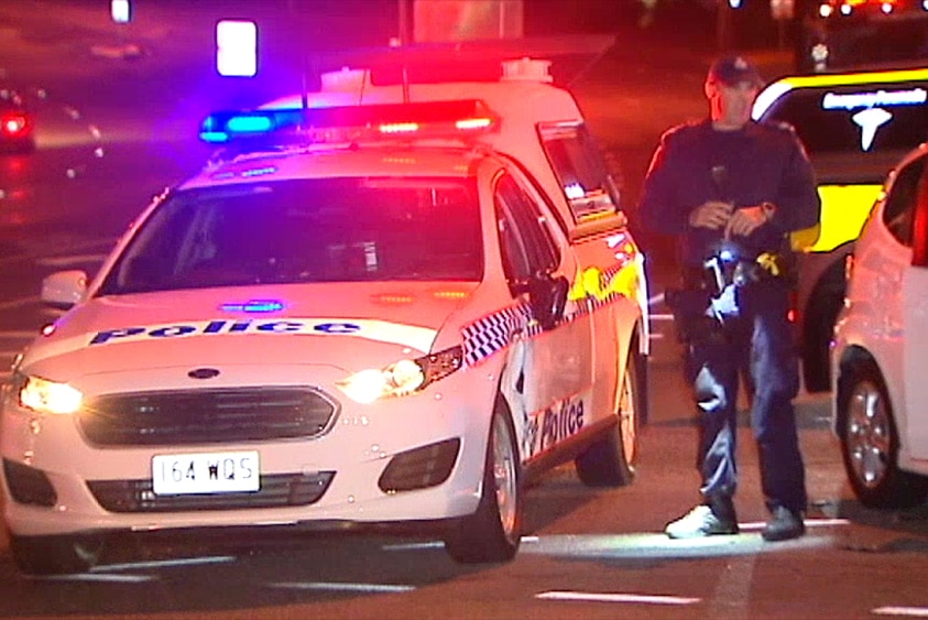 A police car after a crash in Ashmore, Gold Coast