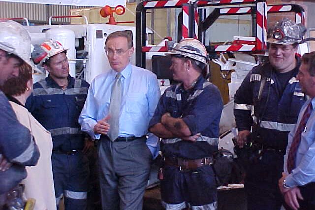 NSW Premier Bob Car opens Dendrobium BHP mine west of Wollongong November 4, 2003