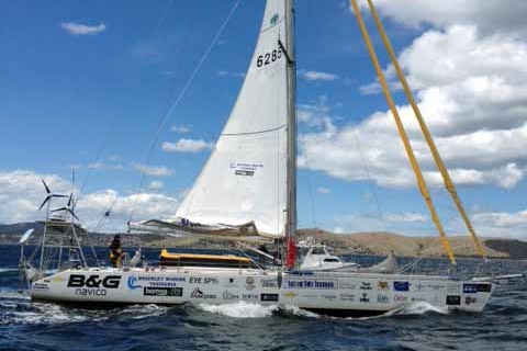 Solo sailor Tobias Fahey is heading back to Hobart after suffering damage to his boat.