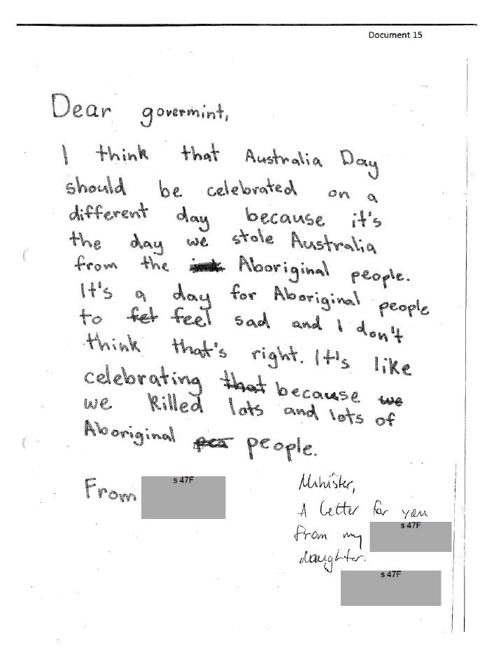 A letter written in child's handwriting
