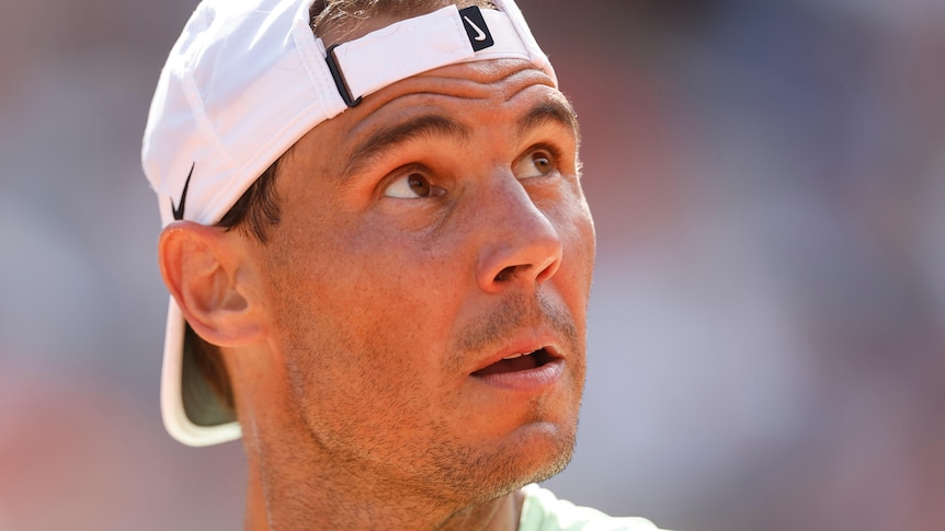 Rafael Nadal looks up