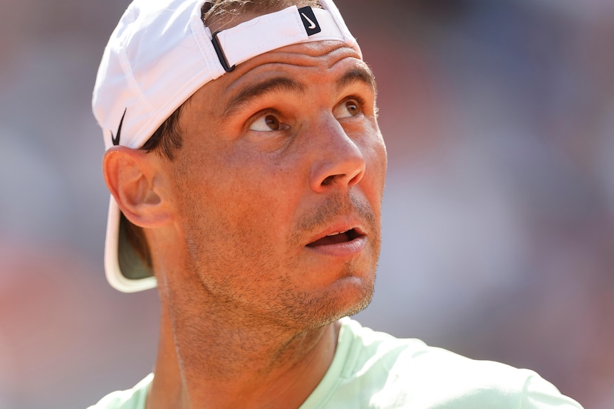 Rafael Nadal looks up