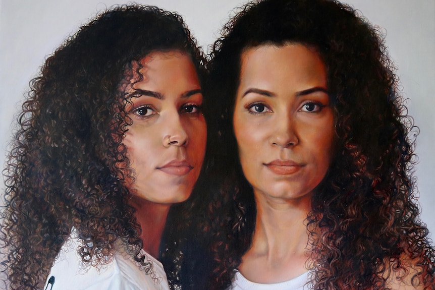 Un dipinto di sorelle gemelle 