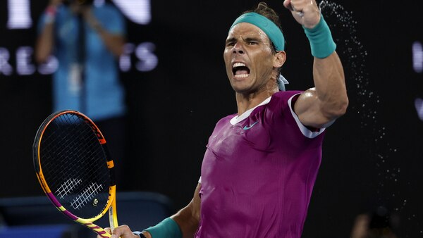 Nadal waving his fist