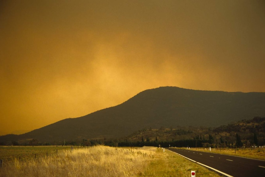 Smoke drifting over Mount Tennant