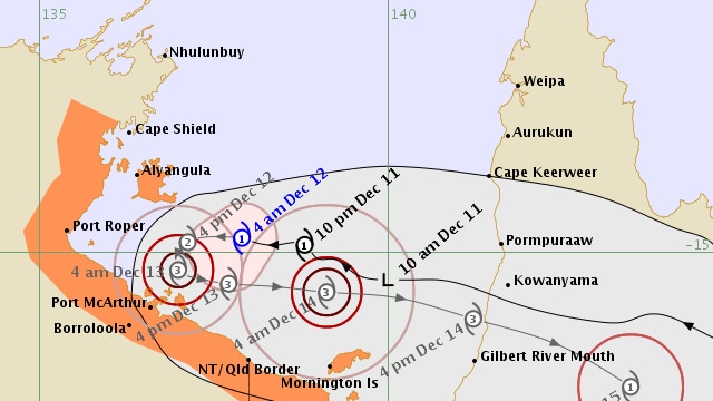 The forecast track map for Tropical Cyclone Owen