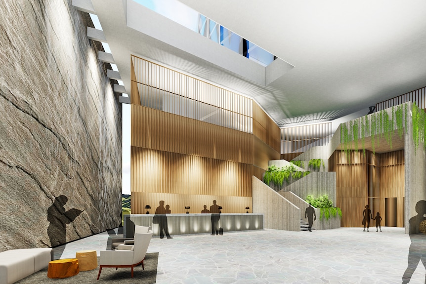 Artist's impression of lobby of proposed hotel development.