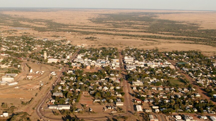 An aerial photo of the Western Queensland town of Longreach.
