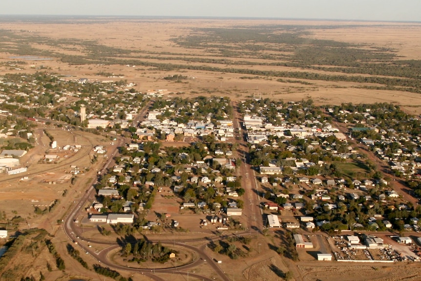 An aerial photo of the Western Queensland town of Longreach.