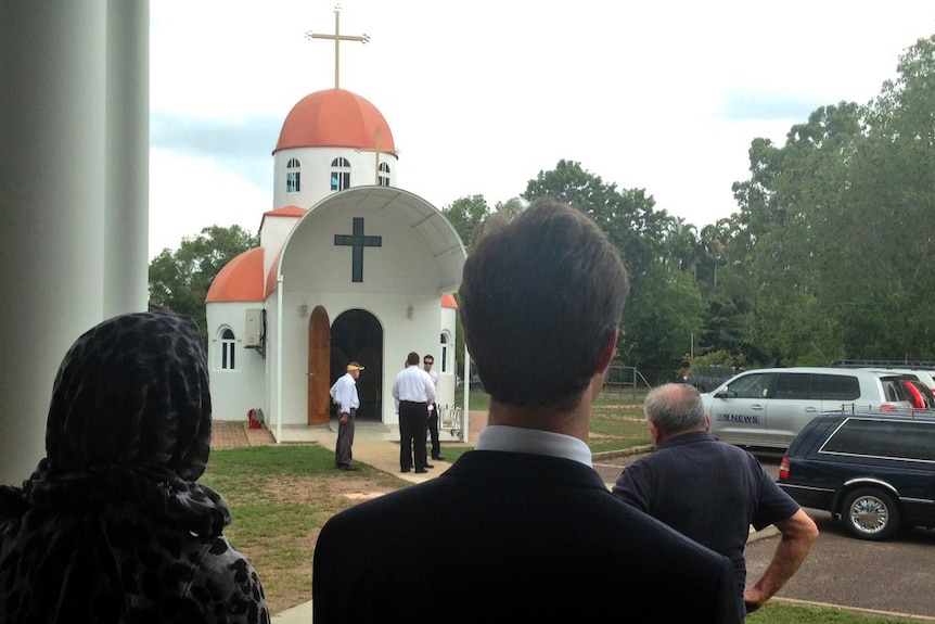 Mourners gather at Darwin's Serbian Orthodox church to farewell Russian royal Leonid Kulikovsky.