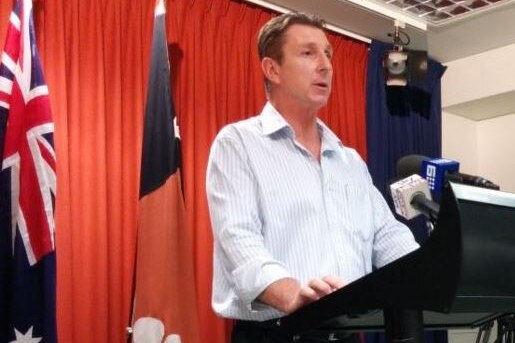 NT chief minister Willem Westra van Holthe addresses media