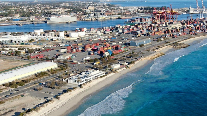 Port Beach aerial photo showing erosion.