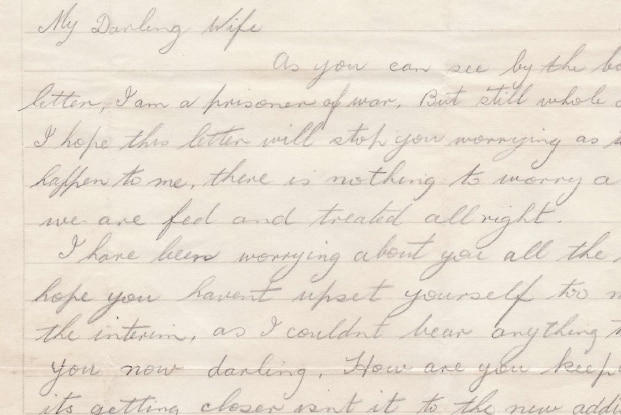 A letter, written by Ronald Freeman, to his wife as a prisoner of war in Rabaul.