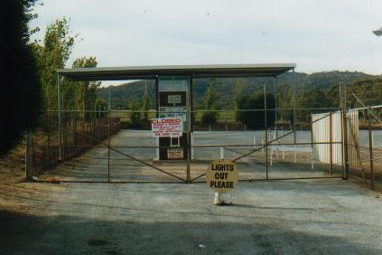 The entrance to a drive-in cinema.