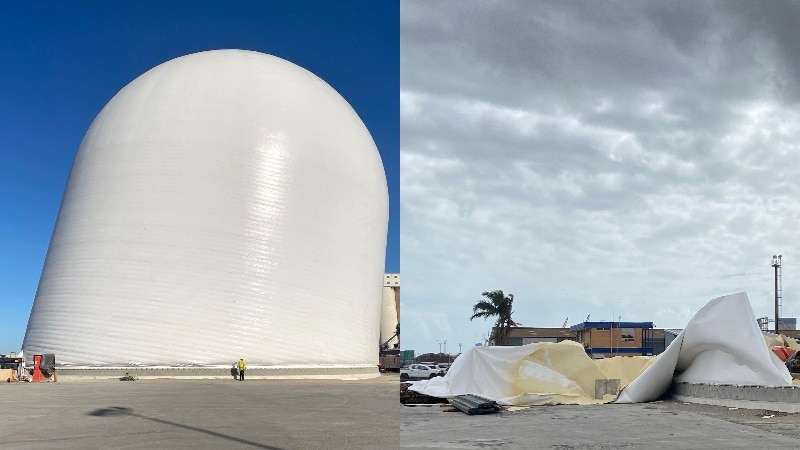 A giant fabric so-called "dome silo" at Port Adelaide.