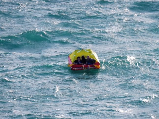 Japara's crew in the liferaft