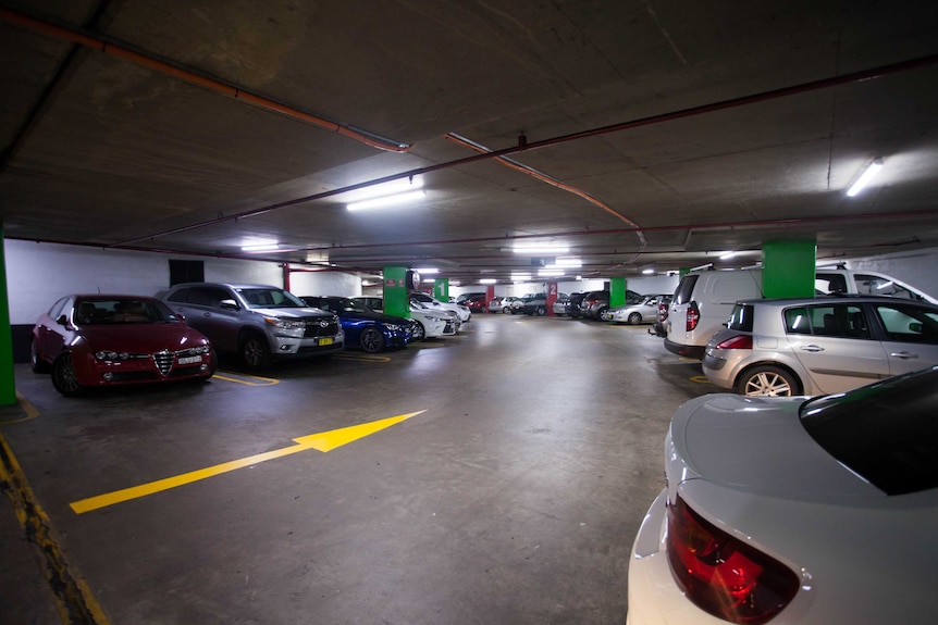 Cars parked inside a car park