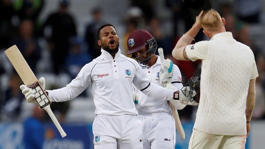 Shai Hope celebrates West Indies win over England