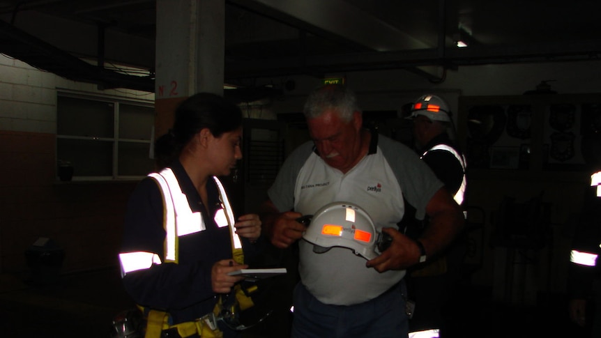 Rural reporter for ABC Broken Hill, Deb Hawke, underground at Perilya's south mine