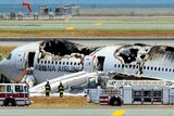 Asiana Airlines 777 after crash-landing at San Francisco international airport