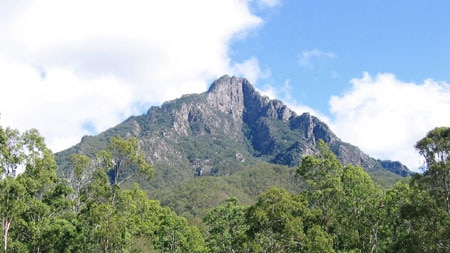 General view of Mount Barney in south-east Queensland, showing south-east ridge and east face