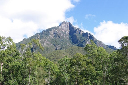 General view of Mount Barney in south-east Queensland, showing south-east ridge and east face