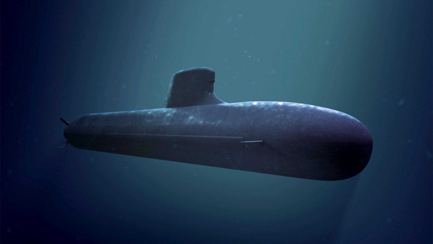 A Barracuda shortfin submarine moves through the water.