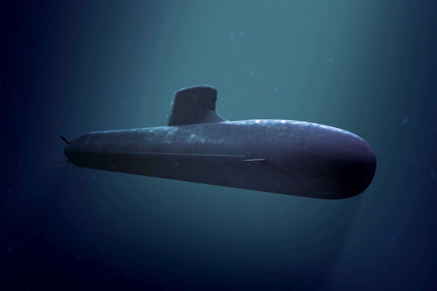 A Barracuda shortfin submarine moves through the water.