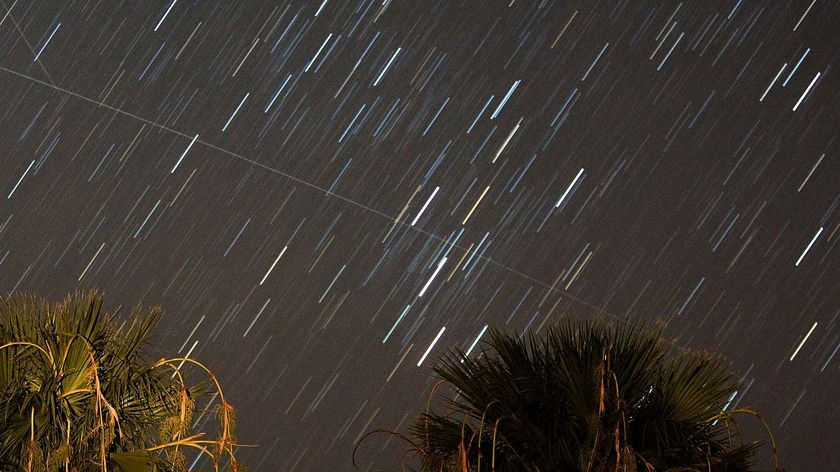 Perseid meteors streak across the sky