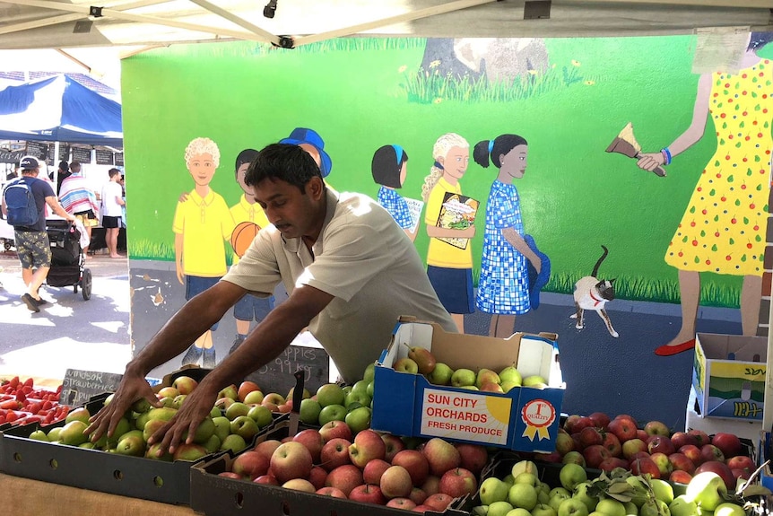 Patrick Bhushan from Windsor on Sydney's outskirts at Bondi markets.