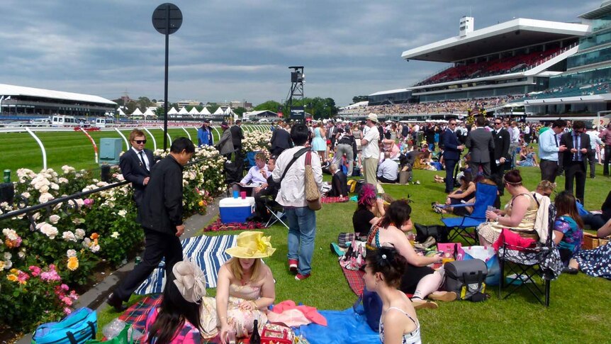 Race-goers secure their spots at Flemington racecourse