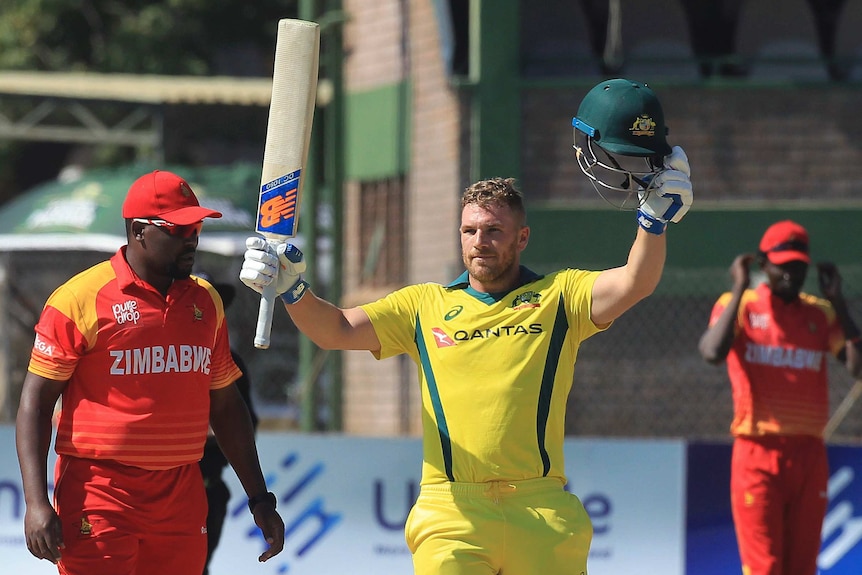 Australian skipper Aaron Finch celebrate his century on his way to Twenty20 batting record.