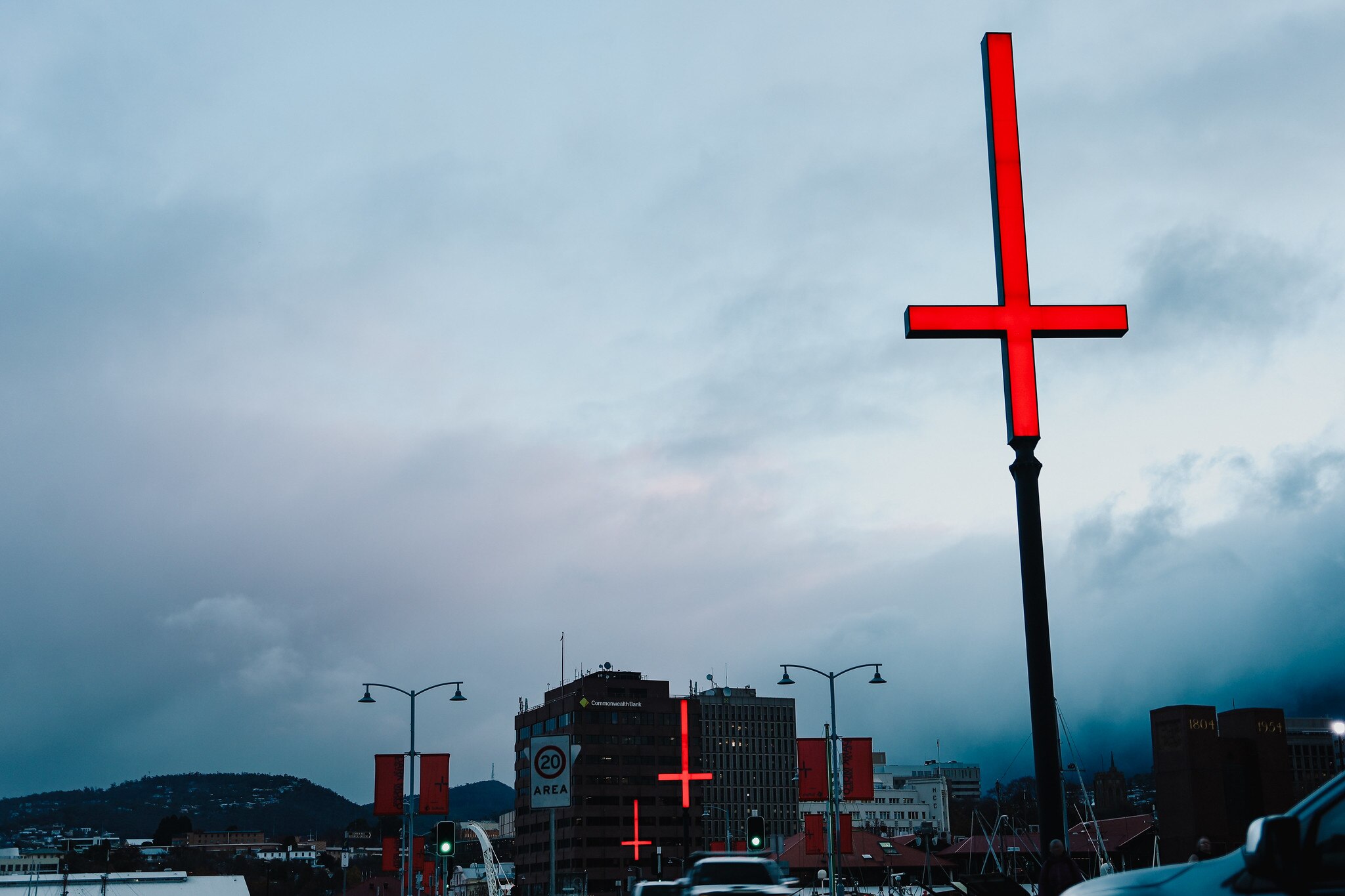 Dark Mofo crosses on waterfront 2025