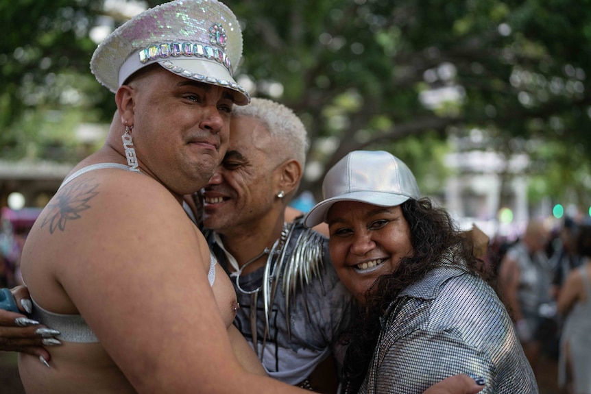 First Nations Australians celebrating at the Sydney Mardi Gras parace.