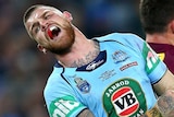 Josh Dugan reacts to missing a field goal for the Blues
