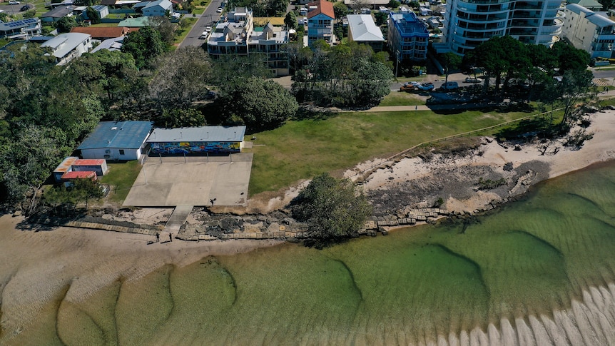 Aerial view of Golden Beach showing eroding shoreline