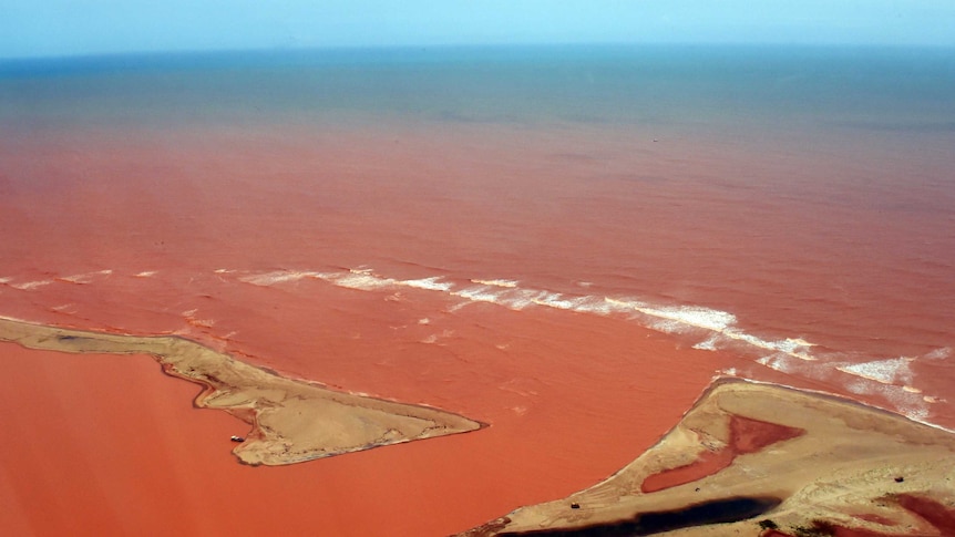 The Doce River in Brazil flooded with toxic mud