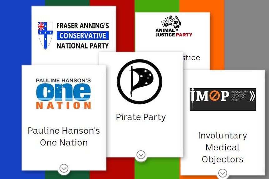 The logos of some of the parties running for the Senate in Victoria.