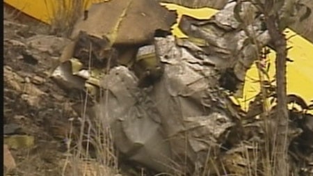The twin-engine plane disintegrated on impact.