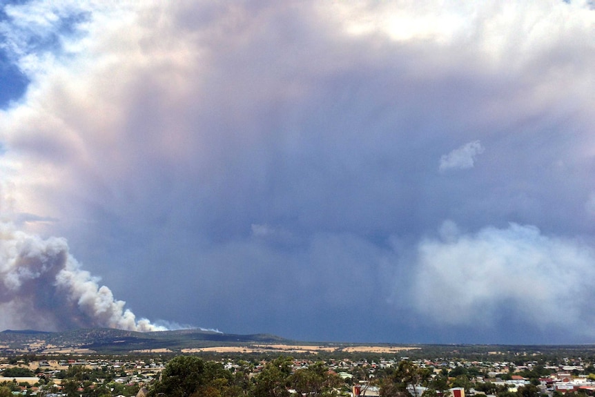 Thick smoke overhanging Stawell, western Victoria