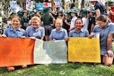 Students at a rally in Cohuna in November 2017 showing support for the local hospital.
