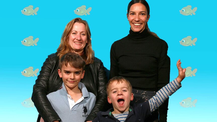 Mum Veary and sons Luca and Flynn, with psychologist Hannah Kirk