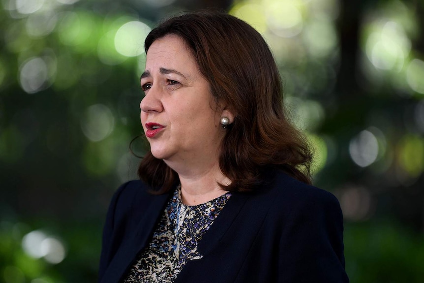 Queensland Premier Annastacia Palaszczuk talking to reporters