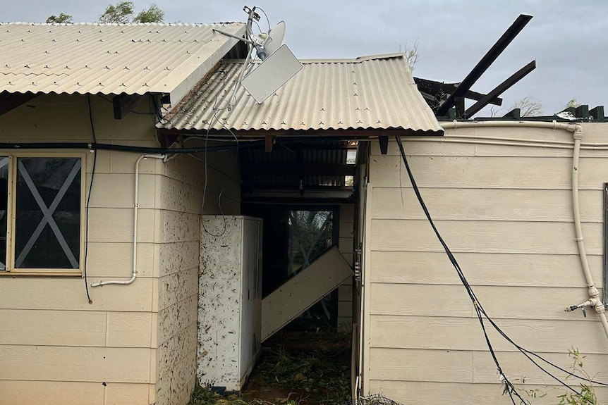 Image of a heavily damaged building at Warrawagine Station in WA's Pilbara Region.