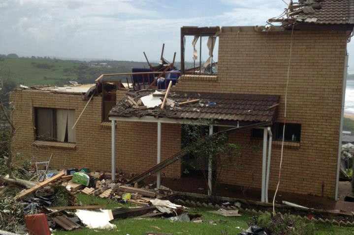 A house wrecked by freak winds at Kiama