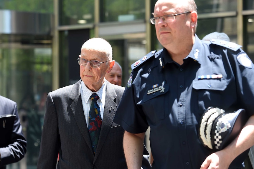 Mick Miller and Graeme Ashton outside the royal commission